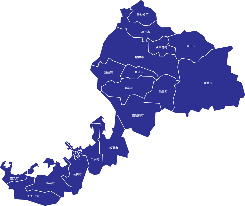 福井県のポスティング対応エリア
