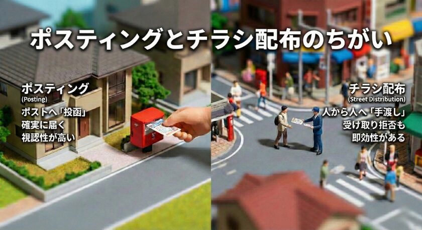 ポスティングとチラシ配布のちがい
