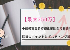 最大250万円の小規模事業者持続化補助金の採択ポイントと、販路開拓のポスティング戦略を解説しています。